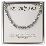 "My Reflections" Only Son Necklace Gift From Mom Dad Cuban Link Chain Jewelry Box From Mom Dad Graduation Thanksgiving Birthday Christmas