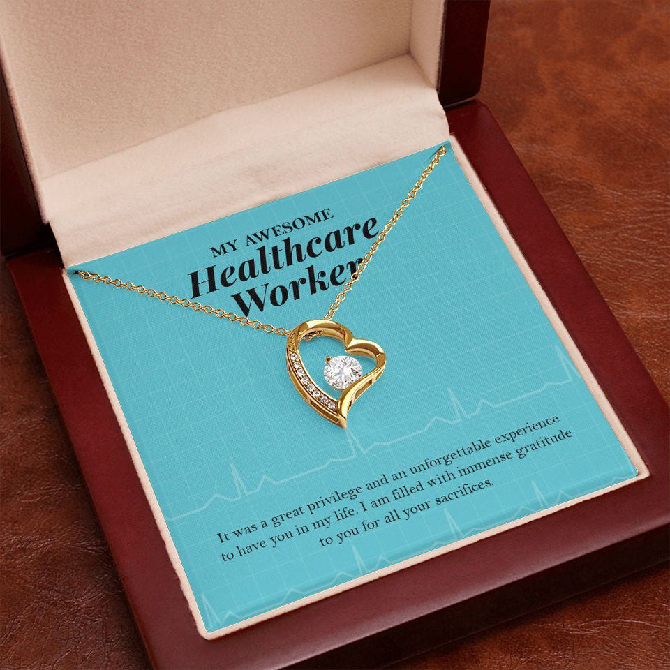 "Grateful For Your Sacrifices" Awesome Healthcare Worker Necklace Gift From Mom Dad Grandma Grandpa Bestfriend Forever Love Pendant Jewelry Box