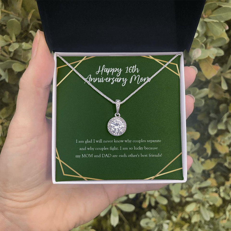 "Glad I Will Never Know" Mom 16th Wedding Anniversary Necklace Gift From Daughter Son Eternal Hope Pendant Jewelry Box