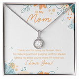 "My Human Diary" Mom Necklace Gift From Daughter Son Eternal Hope Pendant Jewelry Box Thanksgiving Christmas Birthday Valentines