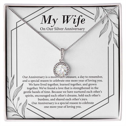 "Moment Of Treasure" Wife Silver Wedding Anniversary Necklace Gift From Husband Eternal Hope Pendant Jewelry Box