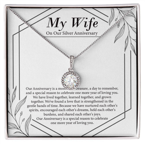 "Moment Of Treasure" Wife Silver Wedding Anniversary Necklace Gift From Husband Eternal Hope Pendant Jewelry Box