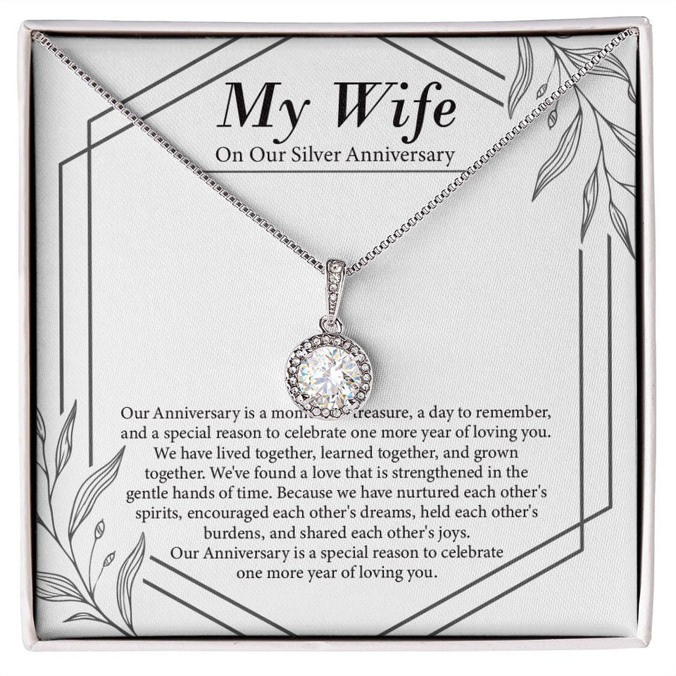 "Moment Of Treasure" Wife Silver Wedding Anniversary Necklace Gift From Husband Eternal Hope Pendant Jewelry Box