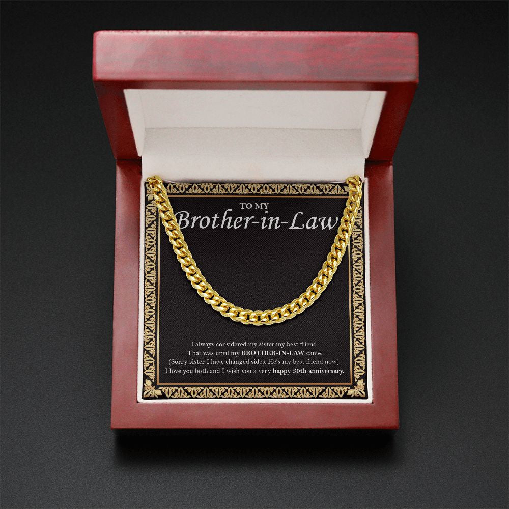 "I Always Considered" Brother In Law 30th Wedding Anniversary Necklace Gift From Sister-In-Law Brother-In-Law Cuban Link Chain Jewelry Box