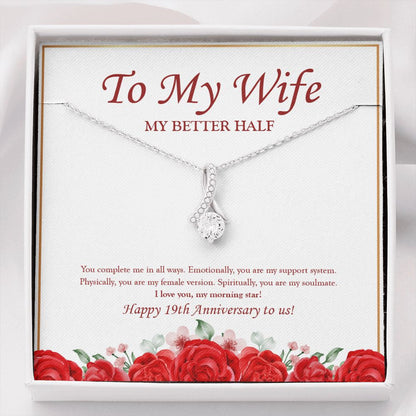 "My Support System" Wife 19th Wedding Anniversary Necklace Gift From Husband Alluring Beauty Pendant Jewelry Box