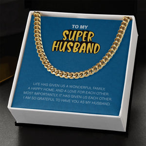 "Life has given me you" Super Husband Necklace Gift From Wife Cuban Link Chain Jewelry Box Thanksgiving Christmas Birthday Fathers Day