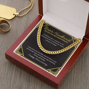 "Find You Sooner" Husband Golden Wedding Anniversary Necklace Gift From Wife Cuban Link Chain Jewelry Box