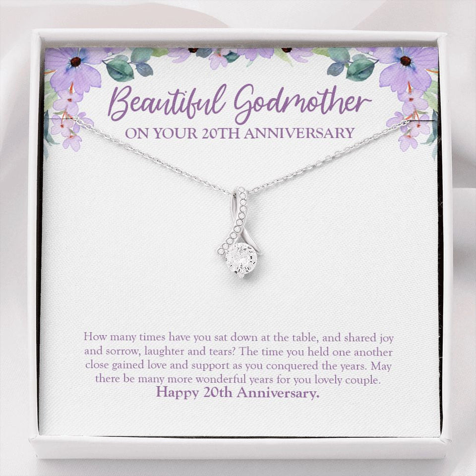 "Many More Lovely Years" Beautiful Godmother 20th Wedding Anniversary Necklace Gift From Goddaughter Godson Alluring Beauty Pendant Jewelry Box