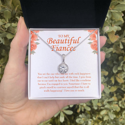 "Fills Me with Such Happiness" Beautiful Fiancee Necklace Gift From Fiance Boyfriend Future Husband Eternal Hope Pendant Jewelry Box Wedding Engagement Birthday Valentines