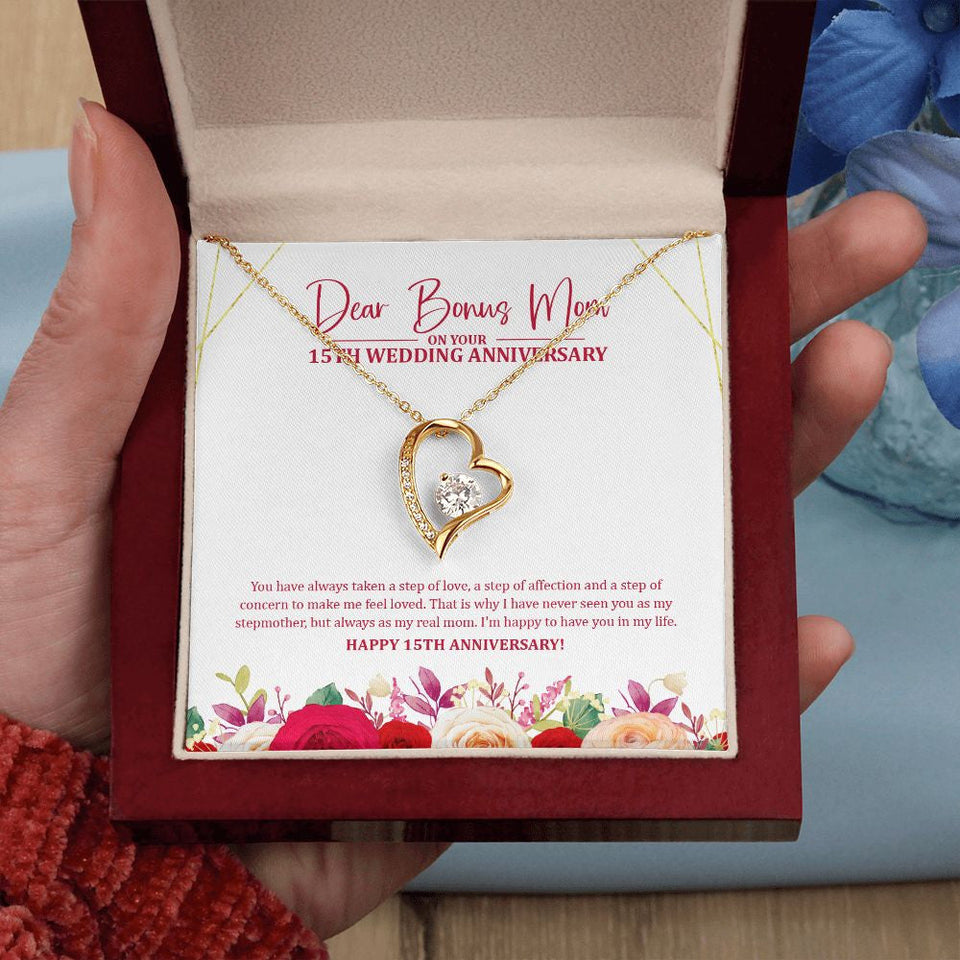 "I Have Never Seen You" Bonus Mom 15th Wedding Anniversary Necklace Gift From Daughter Son Forever Love Pendant Jewelry Box