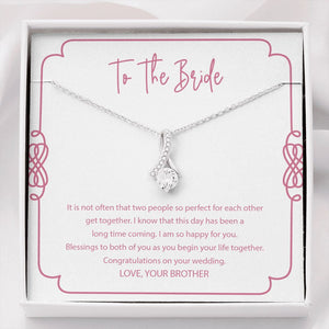 "Blessings To Both" Bride Wedding Day Necklace Gift From Brother Alluring Beauty Pendant Jewelry Box