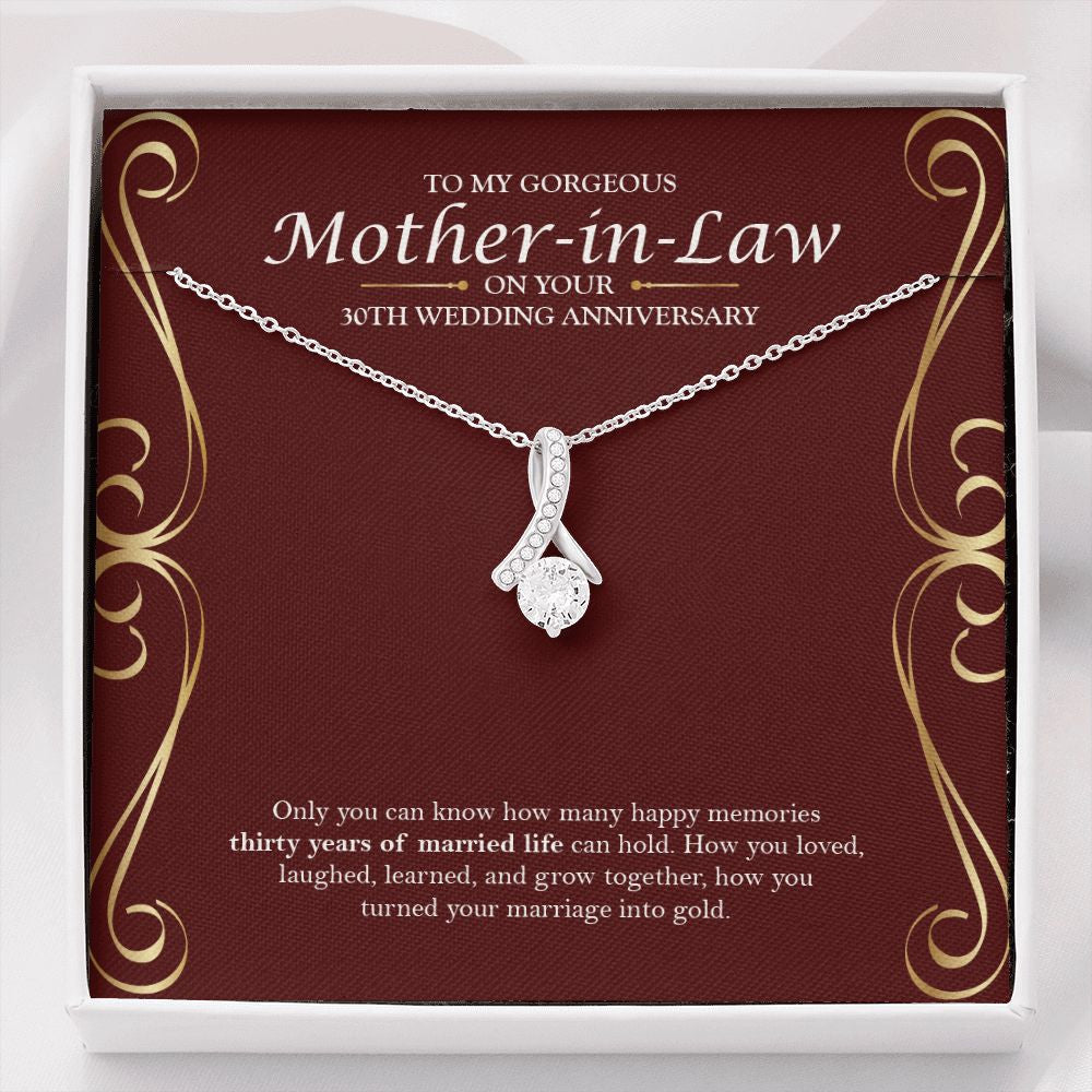 "Thirty Years Of Memories" Gorgeous Mother In Law 30th Wedding Anniversary Necklace Gift From Son-In-Law Daughter-In-Law Alluring Beauty Pendant Jewelry Box