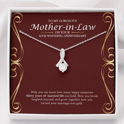 "Thirty Years Of Memories" Gorgeous Mother In Law 30th Wedding Anniversary Necklace Gift From Son-In-Law Daughter-In-Law Alluring Beauty Pendant Jewelry Box