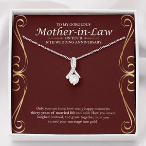 "Thirty Years Of Memories" Gorgeous Mother In Law 30th Wedding Anniversary Necklace Gift From Son-In-Law Daughter-In-Law Alluring Beauty Pendant Jewelry Box