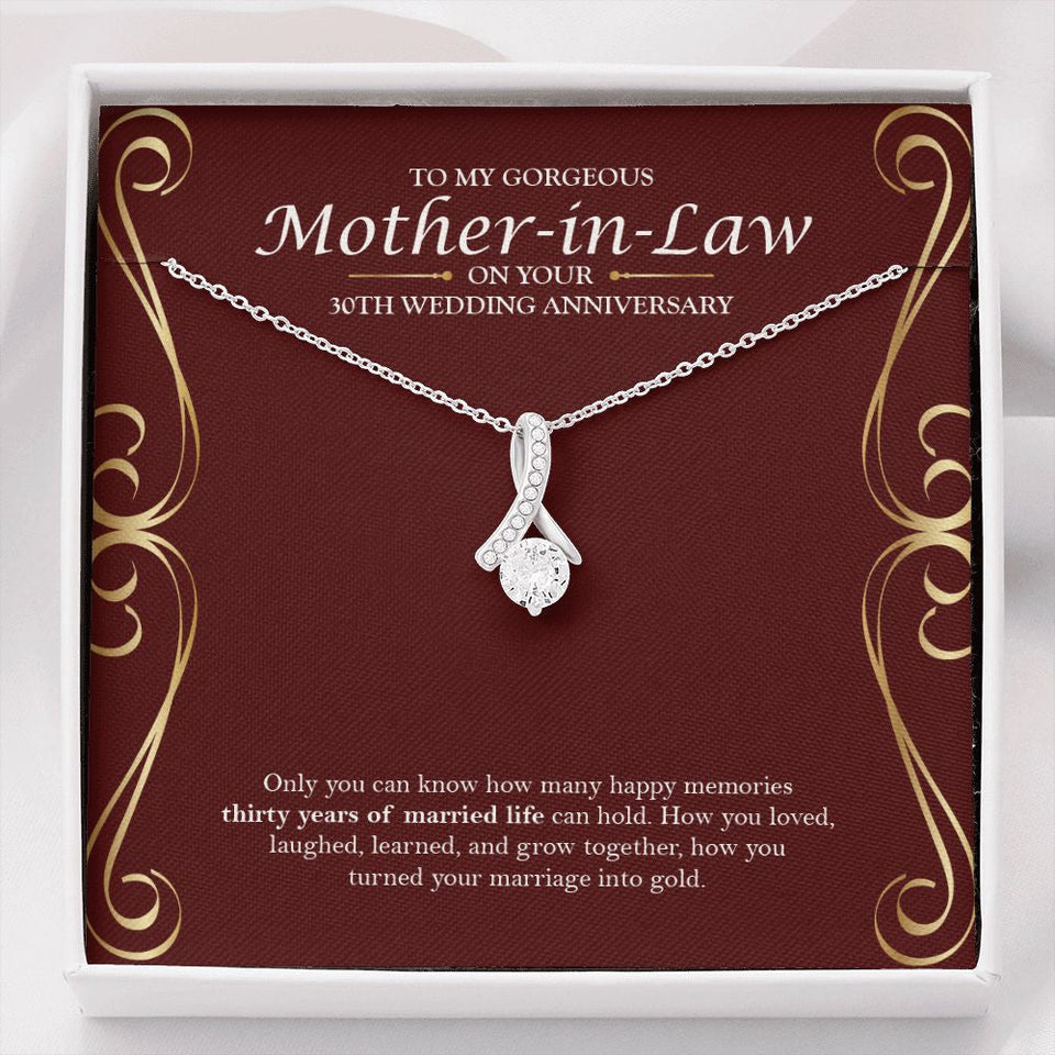 "Thirty Years Of Memories" Gorgeous Mother In Law 30th Wedding Anniversary Necklace Gift From Son-In-Law Daughter-In-Law Alluring Beauty Pendant Jewelry Box