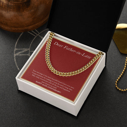 "All The Happiness You Hold" Father In Law 20th Wedding Anniversary Necklace Gift From Daughter-In-Law Son-In-Law Cuban Link Chain Jewelry Box