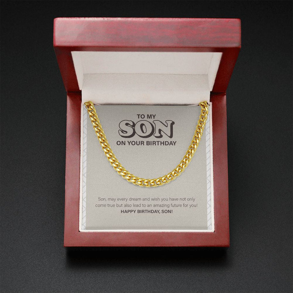 "Amazing Future Of You" Son Birthday Necklace Gift From Mom Dad Cuban Link Chain Jewelry Box