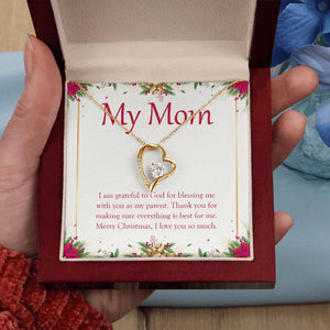 "Blessing Me With A Parent" Mom Christmas Necklace Gift From Daughter Son Forever Love Pendant Jewelry Box