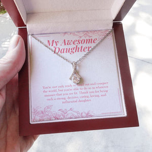 "Ready To Conquer The World" Awesome Daughter Necklace Gift From Mom Dad Alluring Beauty Pendant Jewelry Box Birthday Graduation Christmas Wedding