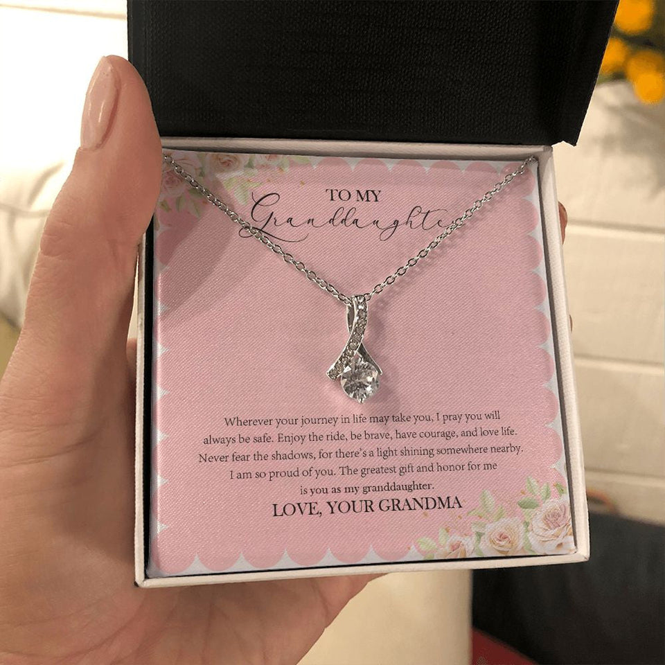 "The Greatest And Honor" Granddaughter Graduation Necklace Gift From Grandma Alluring Beauty Pendant Jewelry Box