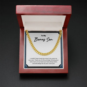 "Privilege Of Being An Extra-Mom" Bonus Son Necklace Gift From Mom Dad Cuban Link Chain Jewelry Box Birthday Graduation Christmas New Year