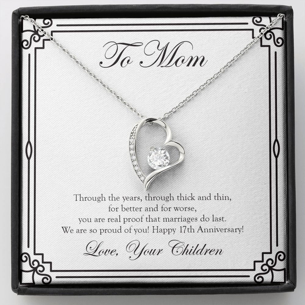 "Marriage Do Last" Mom 17th Wedding Anniversary Necklace Gift From Daughter Son Forever Love Pendant Jewelry Box