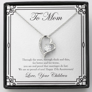 "Marriage Do Last" Mom 17th Wedding Anniversary Necklace Gift From Daughter Son Forever Love Pendant Jewelry Box