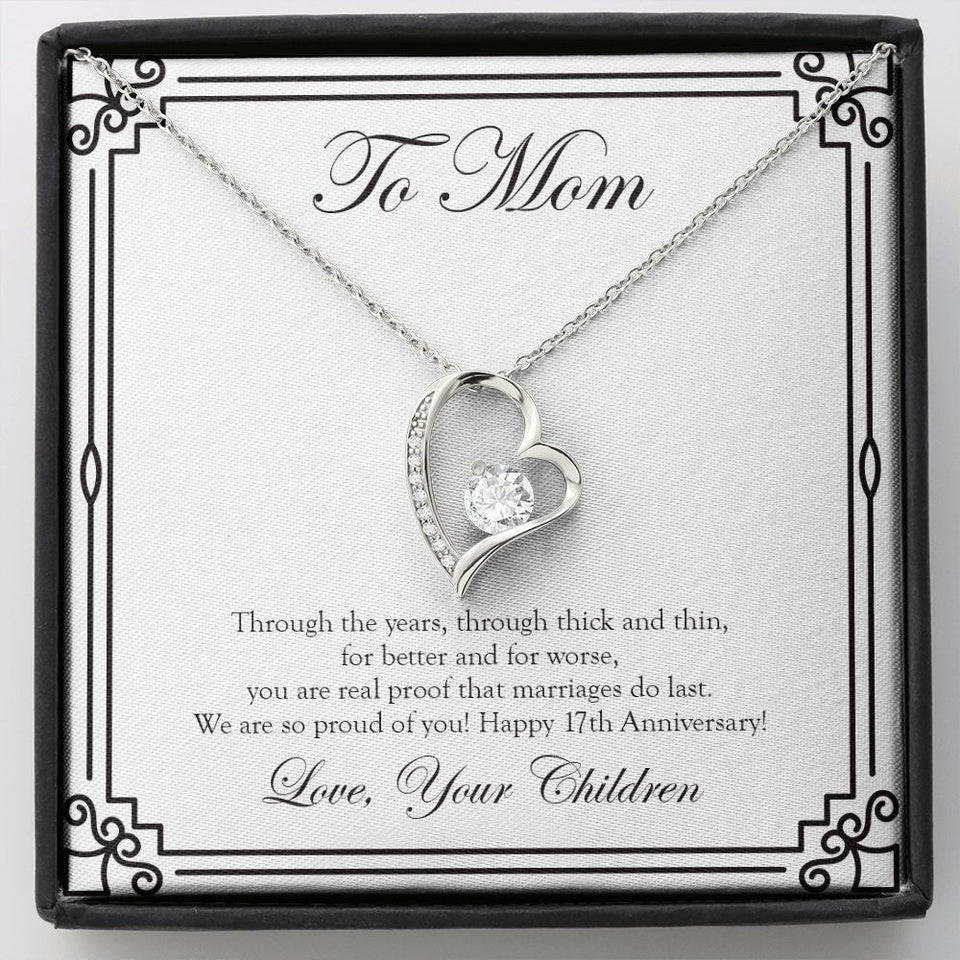 "Marriage Do Last" Mom 17th Wedding Anniversary Necklace Gift From Daughter Son Forever Love Pendant Jewelry Box