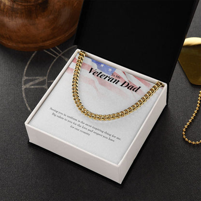 "Big Salute To You" Veteran Dad Necklace Gift From Daughter Son Cuban Link Chain Jewelry Box Veterans Day Deployment Thanksgiving