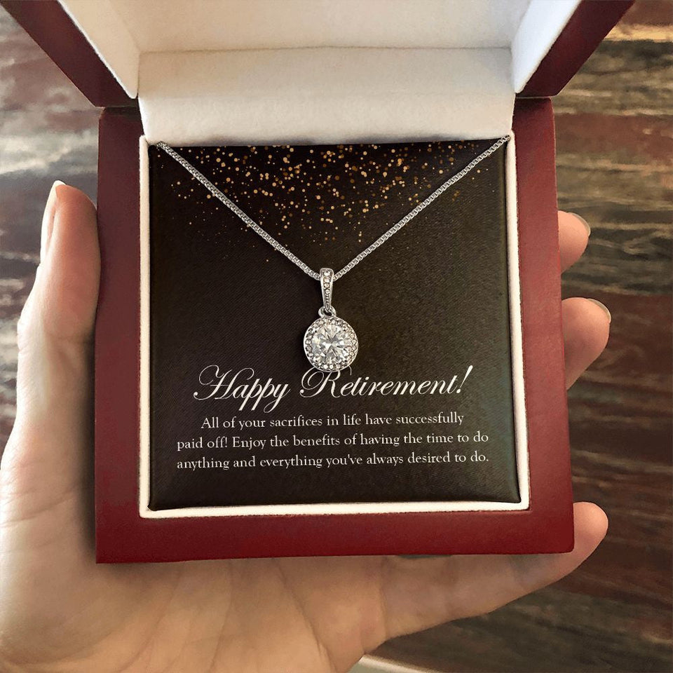 "Successfully Paid Off" Happy Retirement Necklace Gift From Children Grandchildren Colleague Co-workers Friends Eternal Hope Pendant Jewelry Box