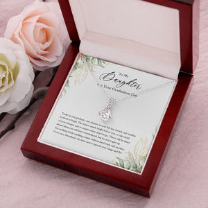 "Hardwork And Sacrifices" Daughter Graduation Necklace Gift From Mom Dad Alluring Beauty Pendant Jewelry Box