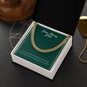 "Added So Much Beauty" Bonus Dad Necklace Gift From Daughter Son Cuban Link Chain Jewelry Box Birthday Christmas Thanksgiving New Year