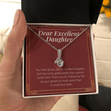 "Every Good Quality" Excellent Daughter Necklace Gift From Mom Dad Alluring Beauty Pendant Jewelry Box Birthday Graduation Christmas Wedding