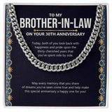 "Fifty Cherished Years" Brother In Law 30th Wedding Anniversary Necklace Gift From Sister-In-Law Brother-In-Law Cuban Link Chain Jewelry Box