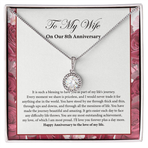 "Priceless Moment" Wife 8th Wedding Anniversary Necklace Gift From Husband Eternal Hope Pendant Jewelry Box