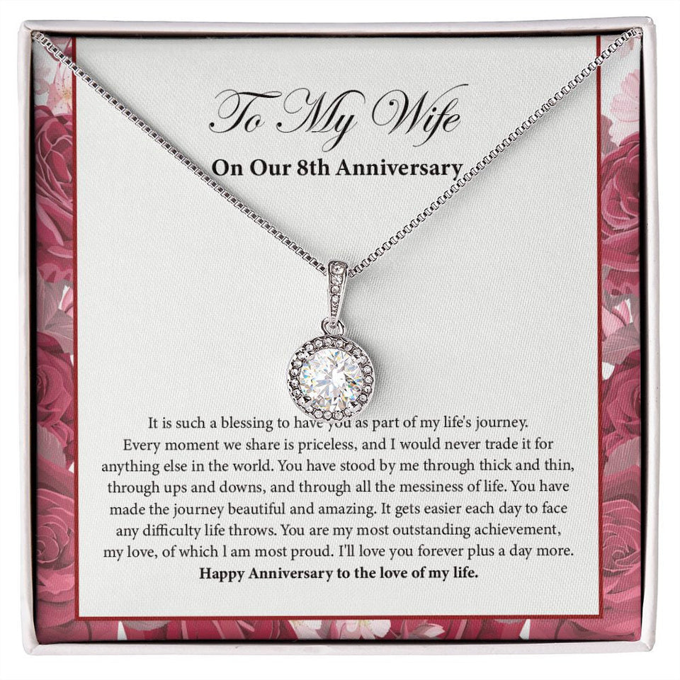 "Priceless Moment" Wife 8th Wedding Anniversary Necklace Gift From Husband Eternal Hope Pendant Jewelry Box