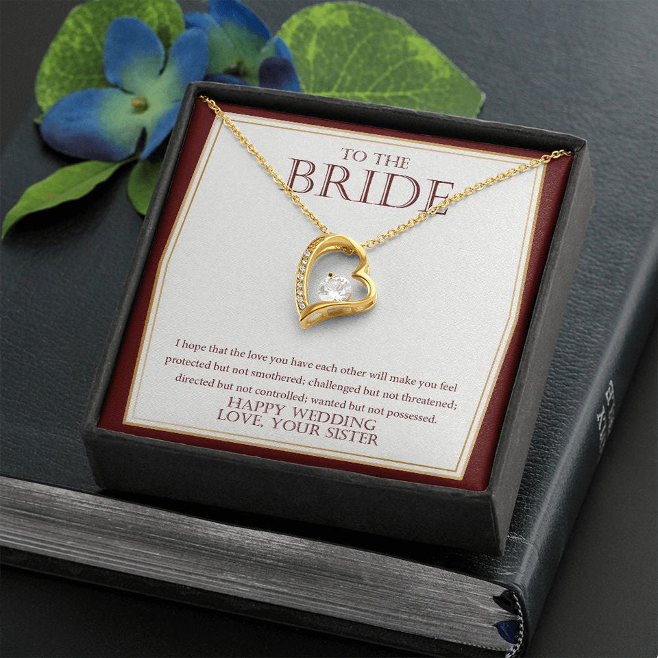 "Wanted But Not Possessed" Bride Wedding Day Necklace Gift From Sister Forever Love Pendant Jewelry Box