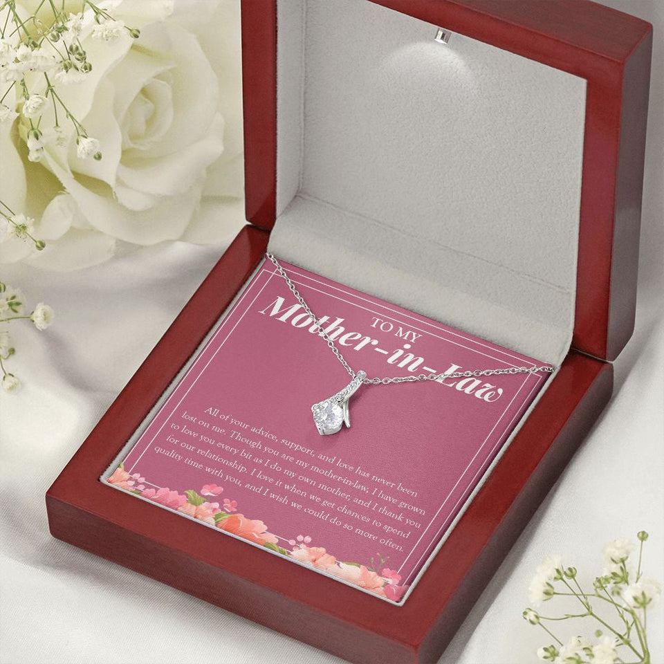 "Love You As My Own Mom" Mother In Law Necklace Gift From Daughter-In-Law Son-In-Law Alluring Beauty Pendant Jewelry Box Birthday Christmas Thanksgiving Anniversary