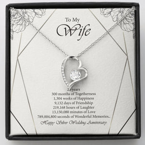 "Wonderful Memories" Wife Silver Wedding Anniversary Necklace Gift From Husband Forever Love Pendant Jewelry Box