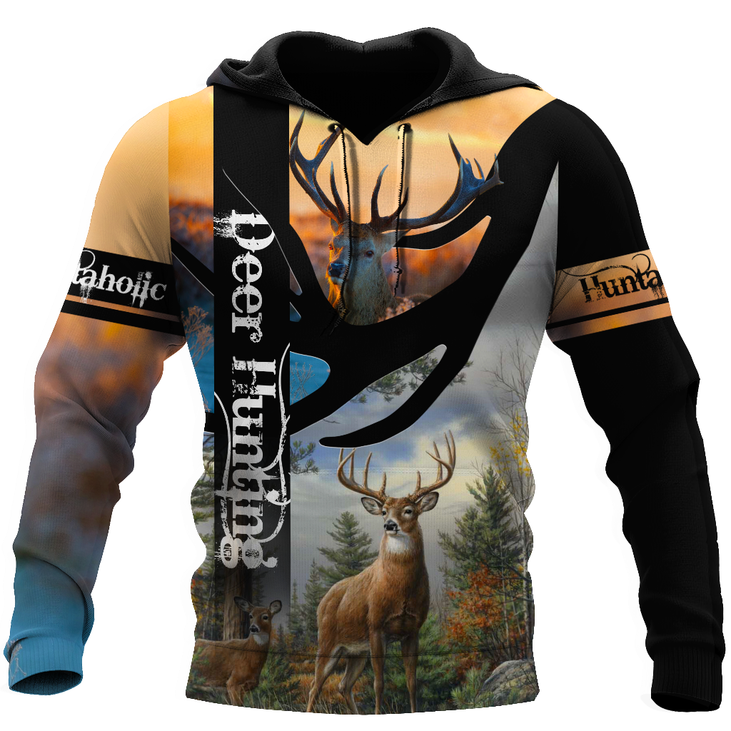 Hunting Gifts Deer Hunting Gifts Love Deer Hunting All Over Printed US Unisex Size Hoodie