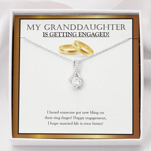 "Bling On The Finger" Granddaughter Engagement Necklace Gift From Grandpa Grandma Grandparents Alluring Beauty Pendant Jewelry Box