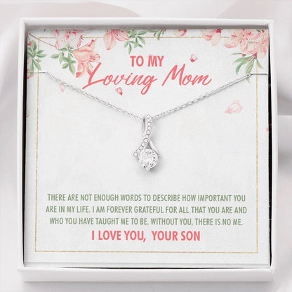 "Without you, there is no me" Loving Mom Necklace Gift From Son Daughter Alluring Beauty Pendant Jewelry Box Thanksgiving Birthday Christmas New Year