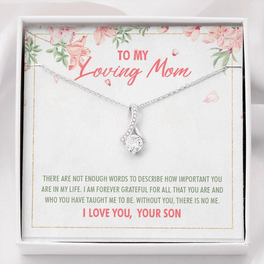 "Without you, there is no me" Loving Mom Necklace Gift From Son Daughter Alluring Beauty Pendant Jewelry Box Thanksgiving Birthday Christmas New Year