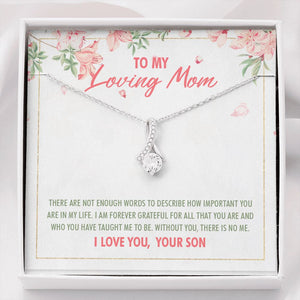 "Without you, there is no me" Loving Mom Necklace Gift From Son Daughter Alluring Beauty Pendant Jewelry Box Thanksgiving Birthday Christmas New Year