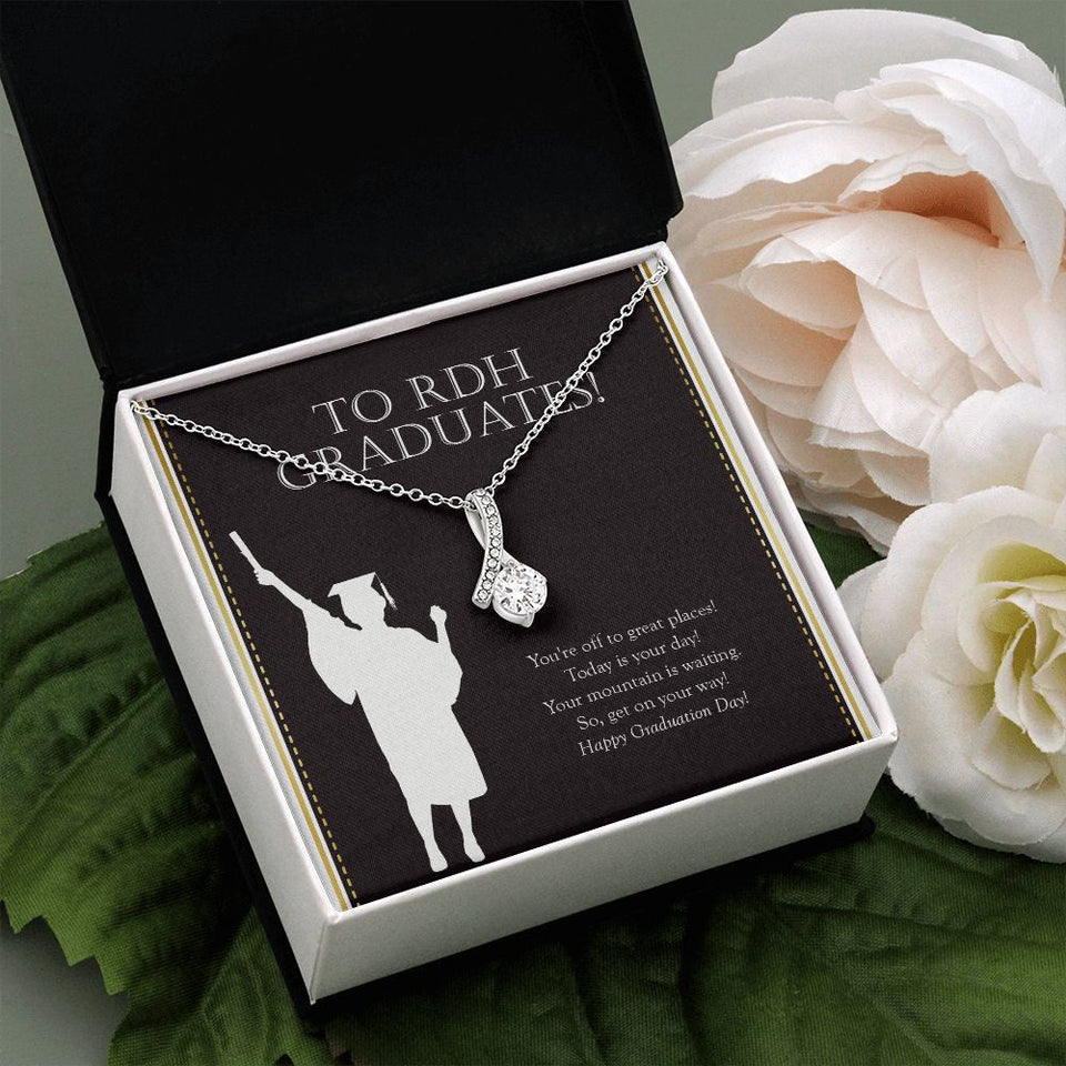 "Get On Your Way" Registered Dental Hygienist Graduation Necklace Gift From Mom Dad Grandma Grandpa Teacher Professor Classmate Alluring Beauty Pendant Jewelry Box