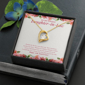 "You Are A Special Part" Lovely Daughter In Law 10th Wedding Anniversary Necklace Gift From Mother-In-Law Father-In-Law Forever Love Pendant Jewelry Box