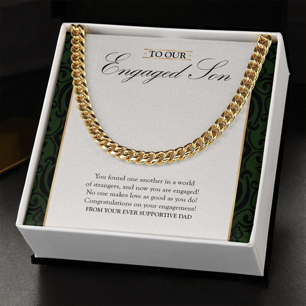 "In A World Of Strangers" Son Engagement Necklace Gift From Dad Cuban Link Chain Jewelry Box