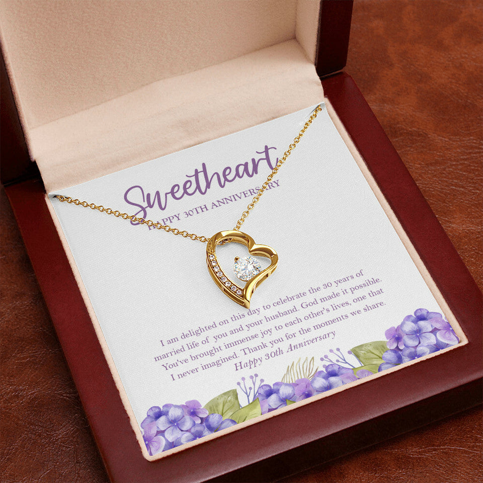 "Immense Joy To Each Other" Sweetheart Niece 30th Wedding Anniversary Necklace Gift From Aunt Uncle Forever Love Pendant Jewelry Box