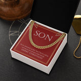 "On The Nice List" Son Christmas Necklace Gift From Mom Dad Cuban Link Chain Jewelry Box