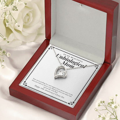 "Your Never Ending Love" Beautiful Unbiological Mom 10th Wedding Anniversary Necklace Gift From Daughter Son Forever Love Pendant Jewelry Box